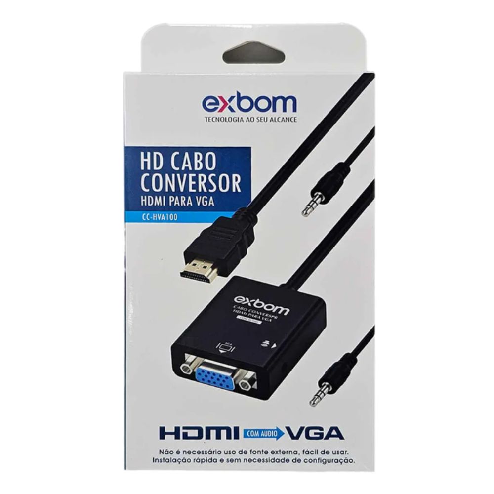 CABO CONVERSOR HDMI MACHO PARA VGA FEMEA 1 SAIDA DE AUDIO CC-HVA100 EXBOM BOX - Imagem 4