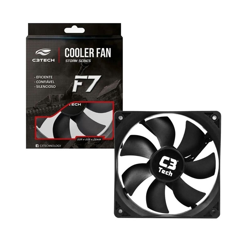 COOLER FAN PARA GAB. 120MM F7-100BK PRETO C3TECH BOX