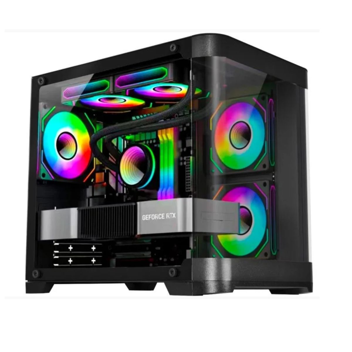 GABINETE MICRO ATX GAMER CG-01AG AQUARIO CANTO ARREDONDADO S/FONTE K-MEX BOX