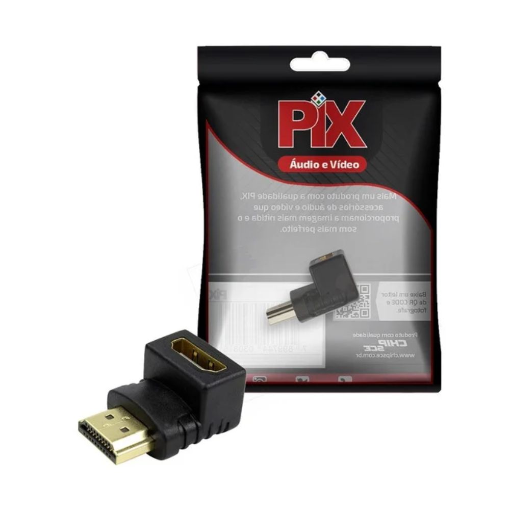ADAPTADOR HDMI 90 GRAUS FEMEA PARA HDMI MACHO 003-8603 PIX BOX