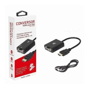 CABO CONVERSOR HDMI MACHO PARA VGA FEMEA 1 SAIDA DE AUDIO 075-0823 5+ BOX