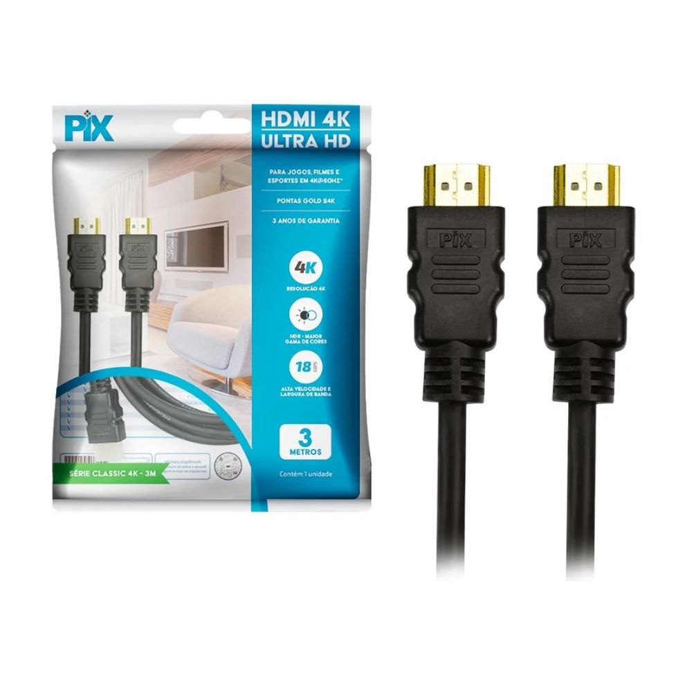CABO HDMI 2.0 3M 4K HDR 19P 018-2223 PIX BOX