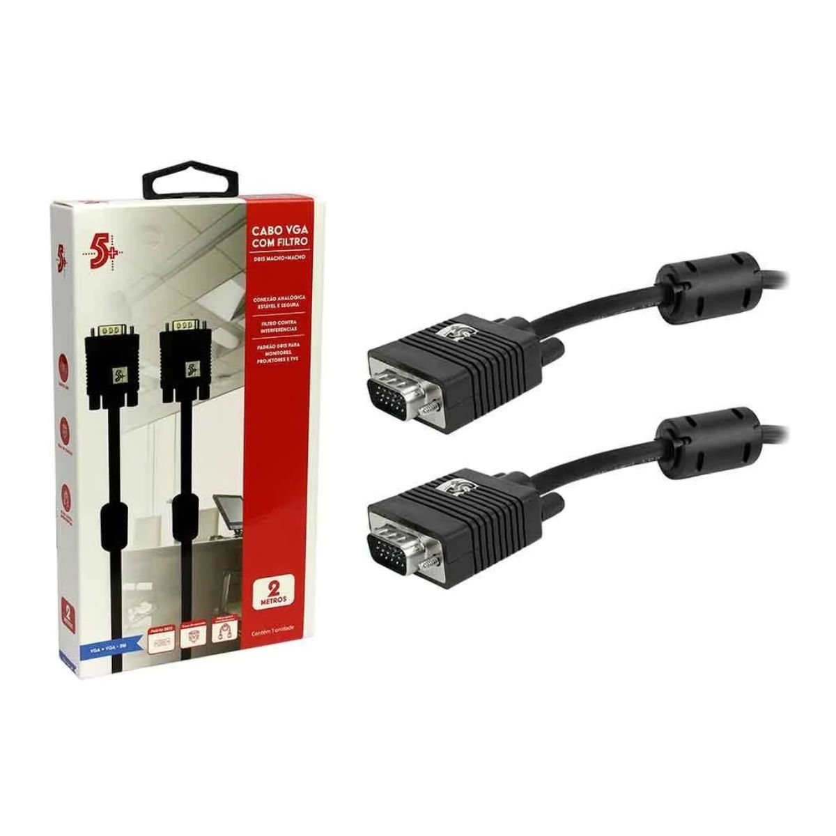 CABO VGA DB15 2M COM FILTRO 018-9572 5+ BOX