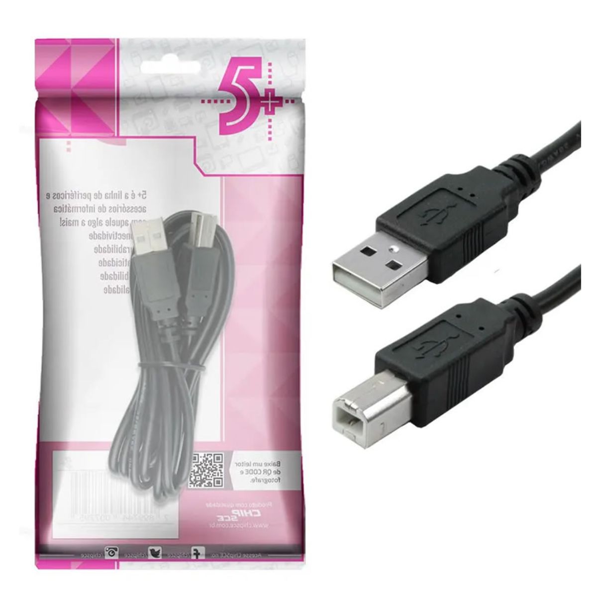 CABO IMPRESSORA USB 2.0 - USB A MACHO X USB B MACHO 2M 018-1403 5+ BOX